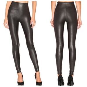 Spanx Leggings Womens Small Black Faux Leather Ankle Length Mid Rise Sexy